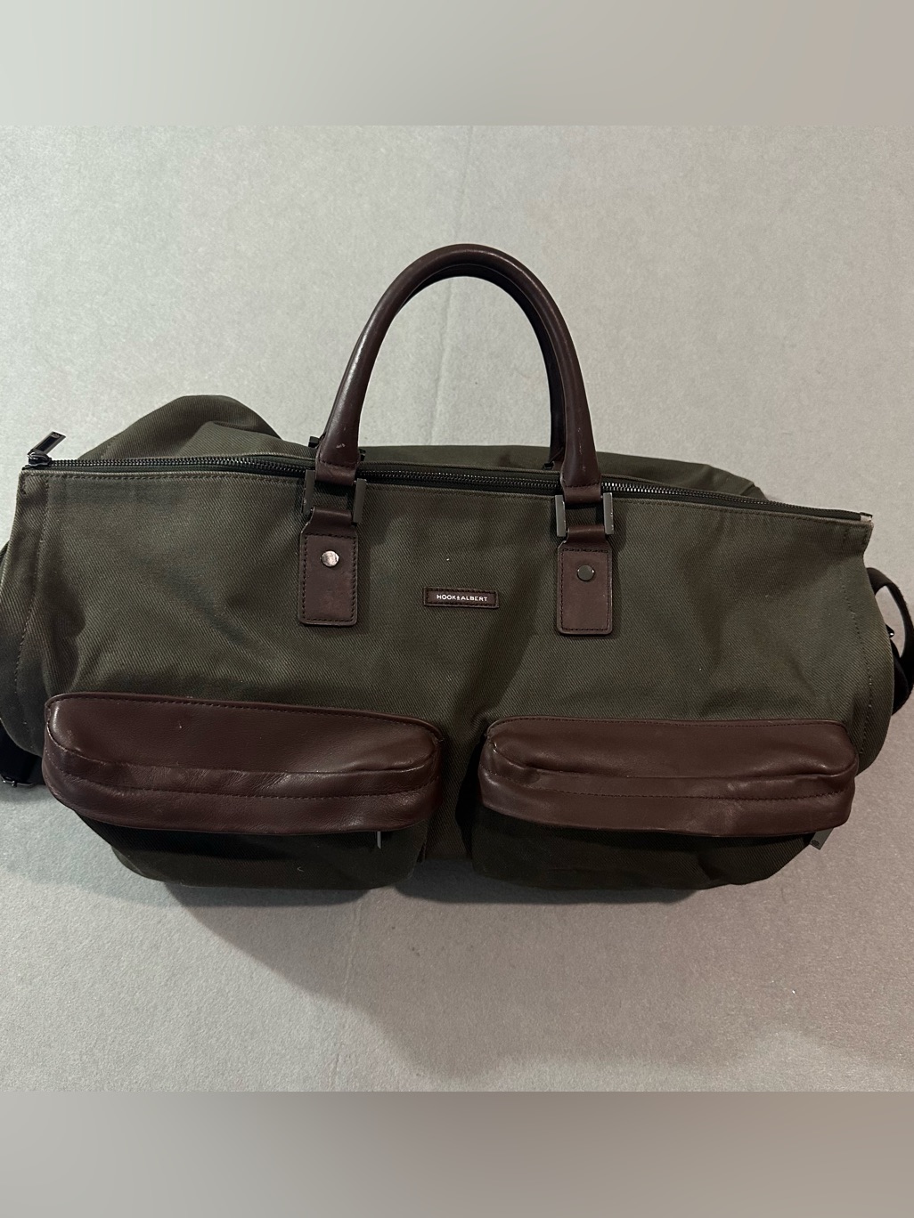 Men’s Olive Canvas Duffel With Brown Leather Accents — image 2 of 8